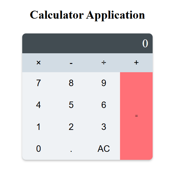 Calculator web application screenshot